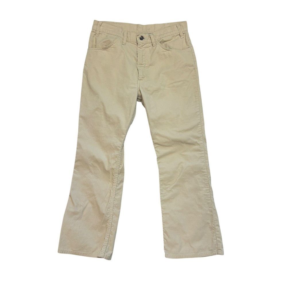 Vintage 70s Levi's Bell Bottom Corduroy Jeans Women's 30x27 Yellow White‎ Tab